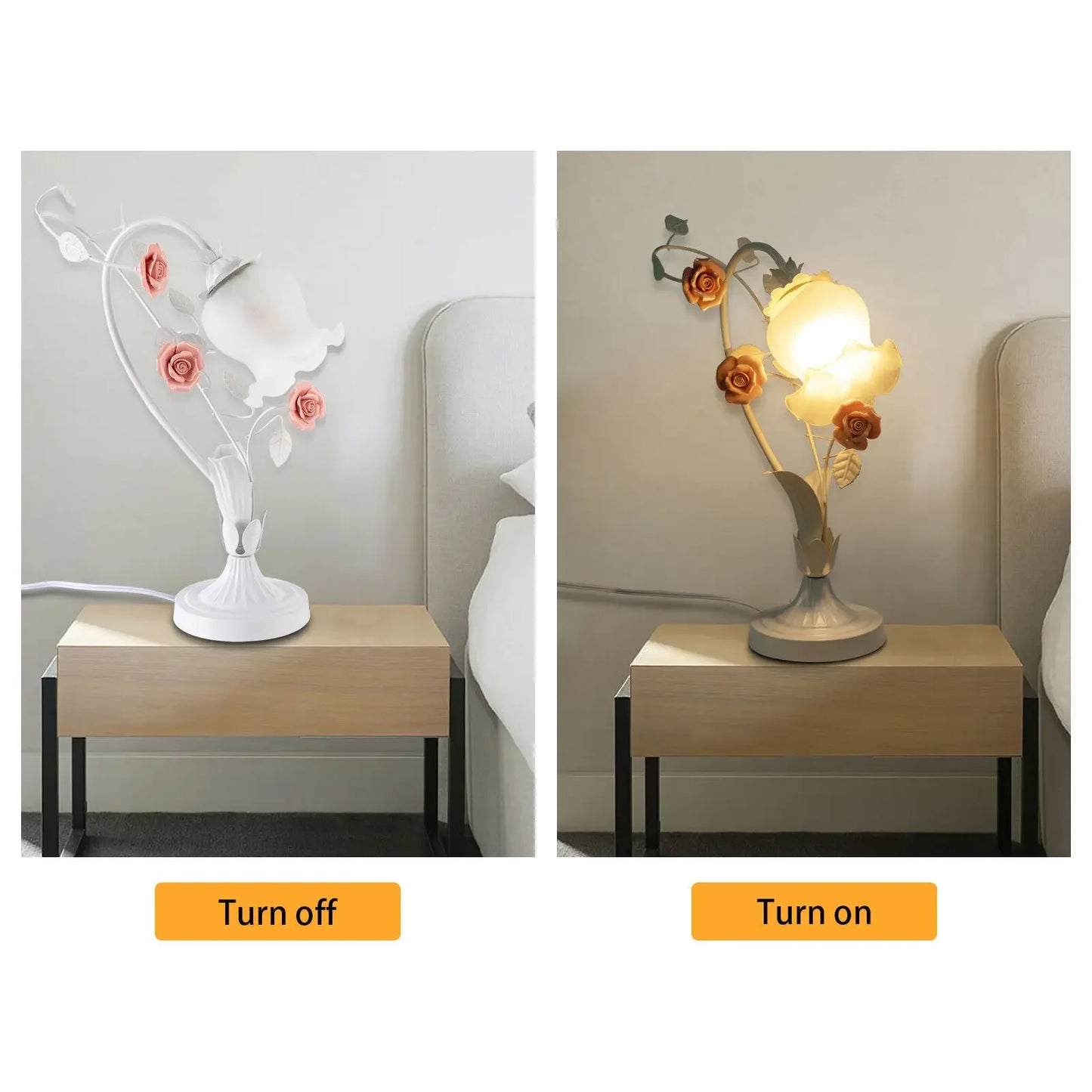 Pink Rose Decorative Lamp - Glass Shade LED Lighting, E26 Bulb for Home & Gifts