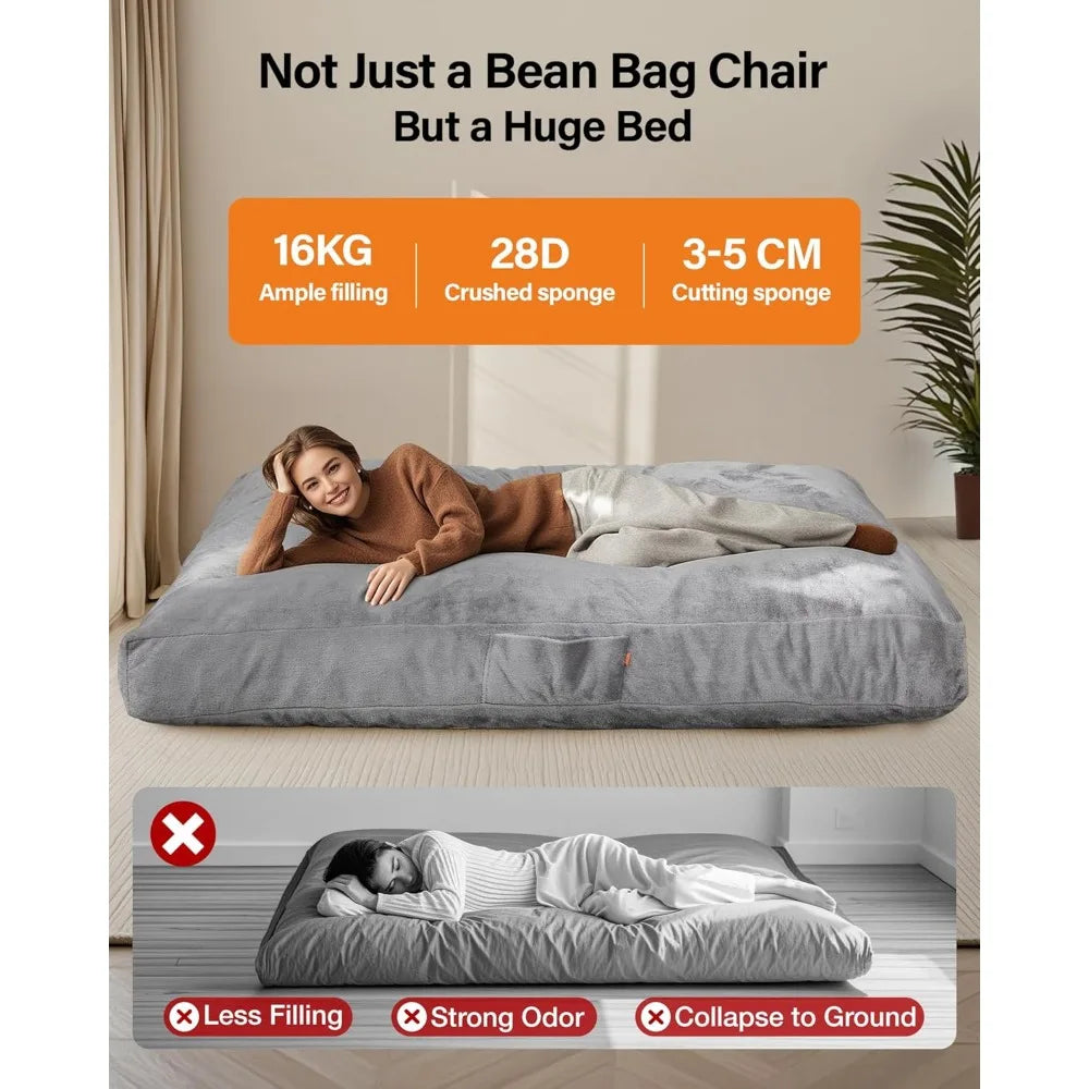 Giant Bean Bag Chair: Bean Bag Chair for Adults Kids Teens Couples for Lay Sleep in Living Room Bedroom Reading Game Room -Beanb