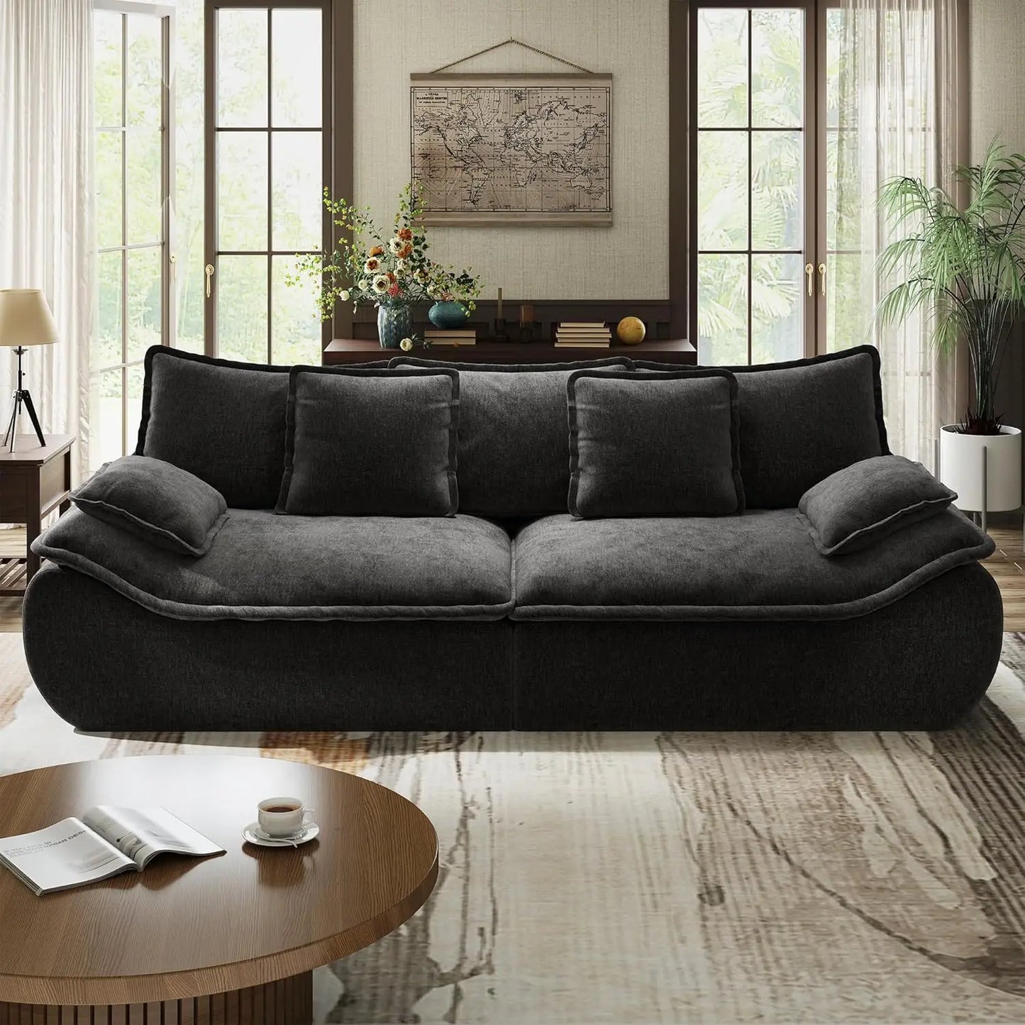 Sofa Couches 2-Seater Modular Sectional Sofa, 89''Comfy Loveseat with Throw, Deep Seat Small Sofa for Small Space