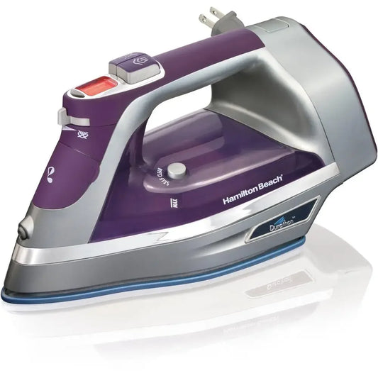 Digital Retractable Cord Iron with Duration Soleplate 1700W Anti-Drip Auto Shut-Off 340ml Water Reservoir Compact Storage Purple