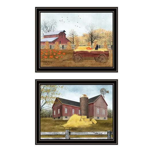 2-Piece Autumn Blessings Farm Life Black Framed Wall Art for Living Room and Bedroom Decor by Billy Jacobs