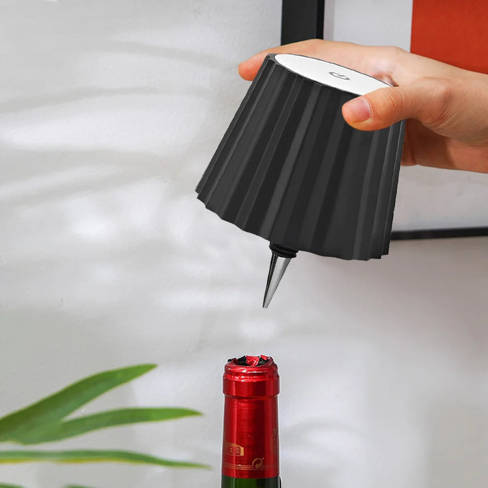 1Pcs Wireless Bottle Table Lamp Touch Control of 3 Colors and Stepless Dimming Night Lamp for Bar Wine Bottles Desk Lights
