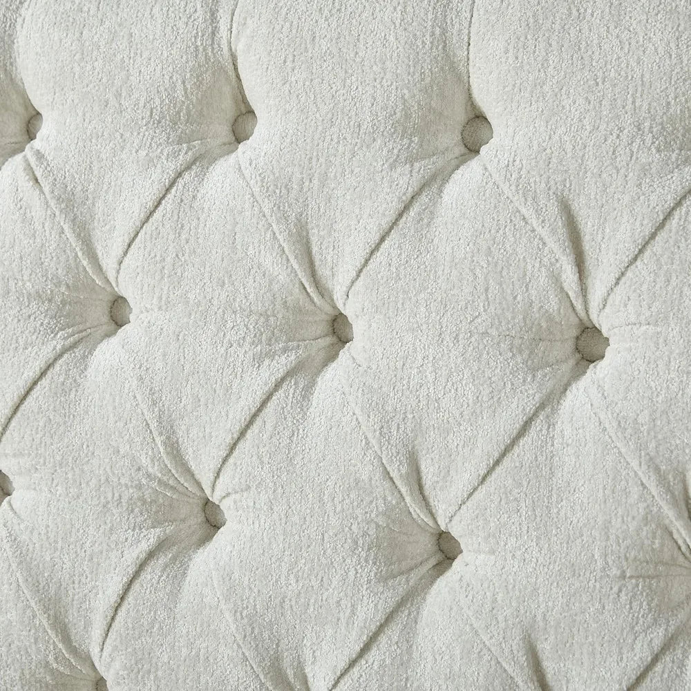 AMERLIFE Queen Size Platform Bed Frame, Chenille Upholstered Sleigh Bed with Scroll Wingback Headboard & Footboard/Button Tufted