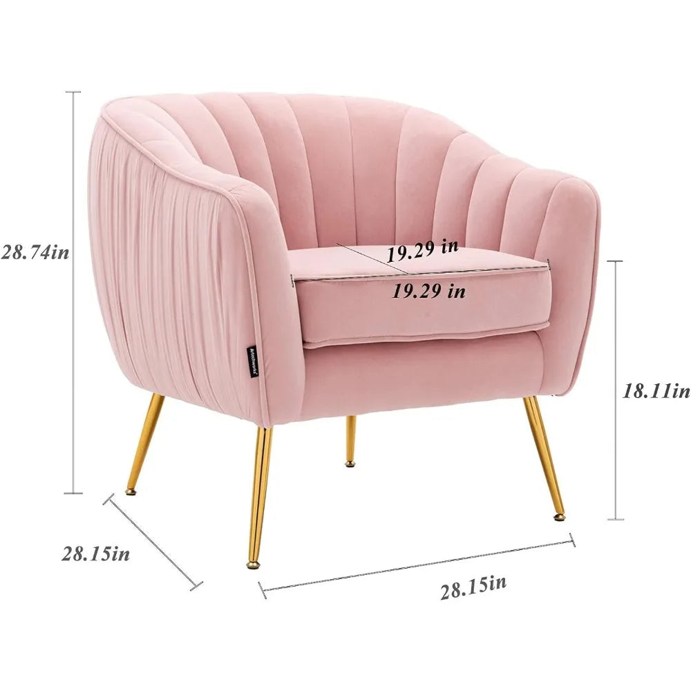 Velvet ModernTub Barrel Arm Chair Upholstered Tufted with Golden Legs Accent Club Chair for Living Reading Room Bedr