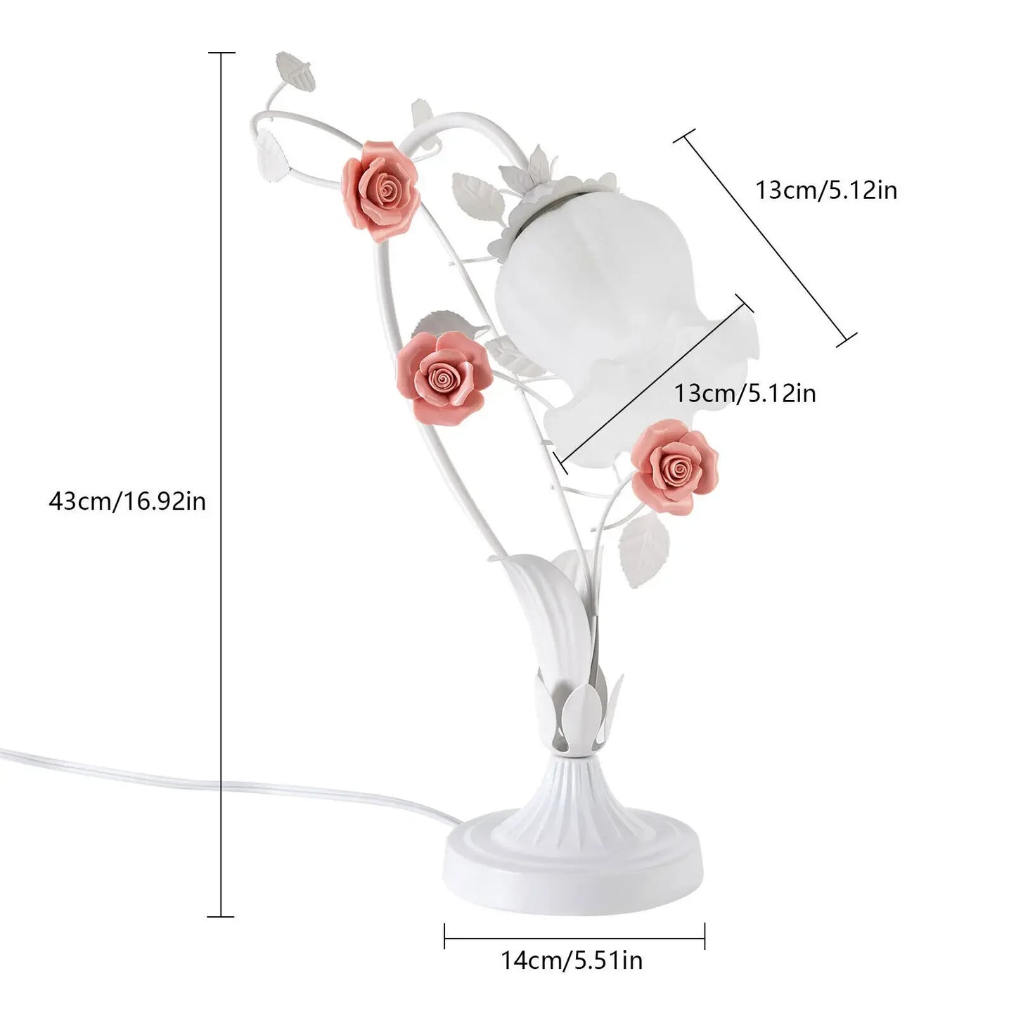 Pink Rose Decorative Lamp - Glass Shade LED Lighting, E26 Bulb for Home & Gifts