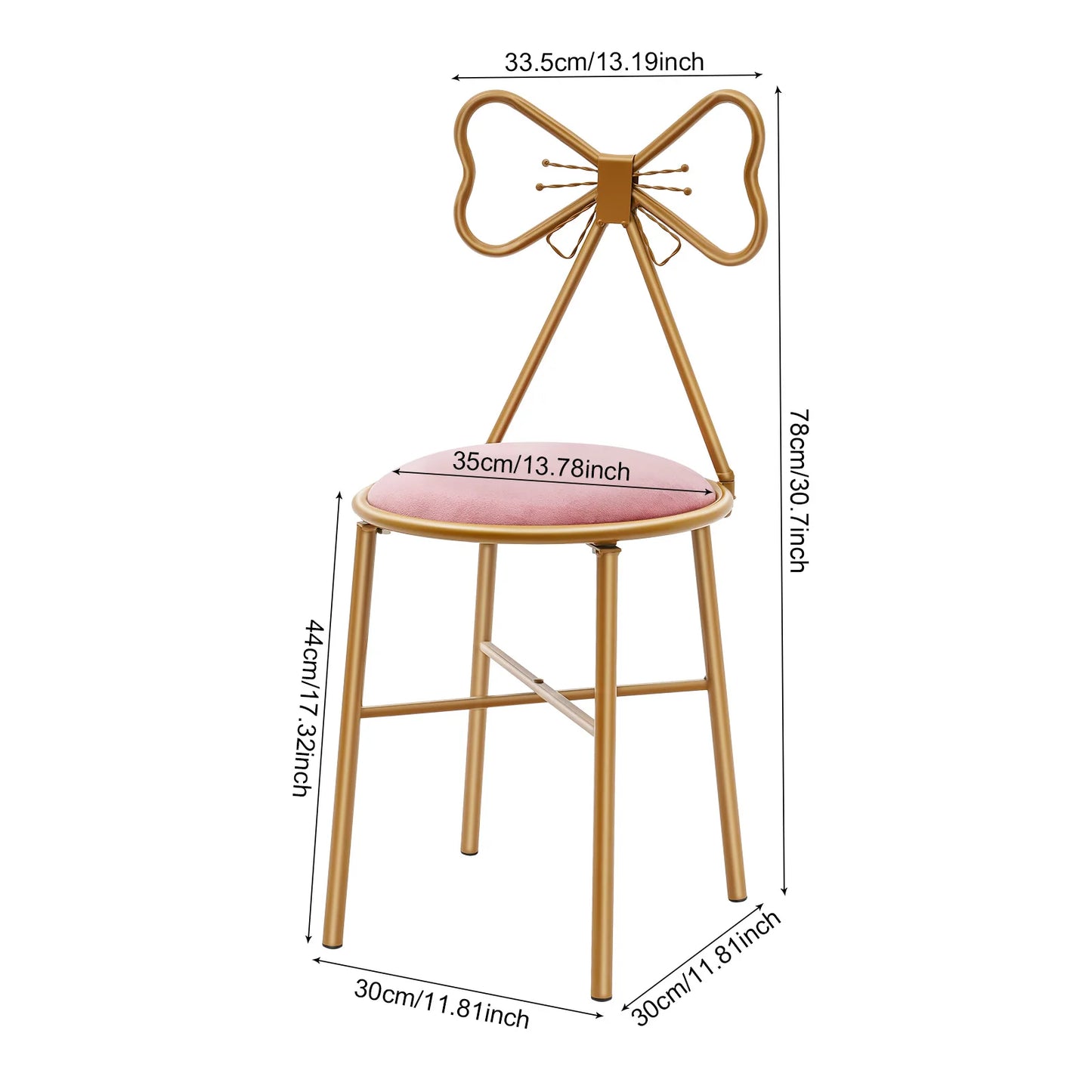 Butterfly Backrest Vanity Stool Velvet Makeup Chair