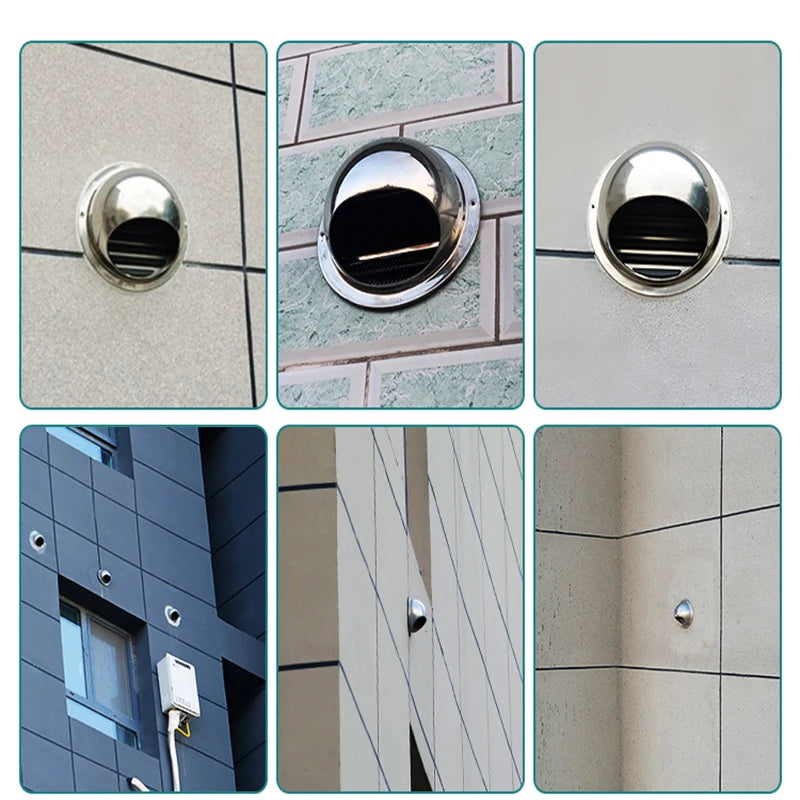 Stainless Steel Wall Ceiling Air Vent Ducting Ventilation Exhaust Grille Cover Outlet Heating Cooling Waterproof Vents Cap
