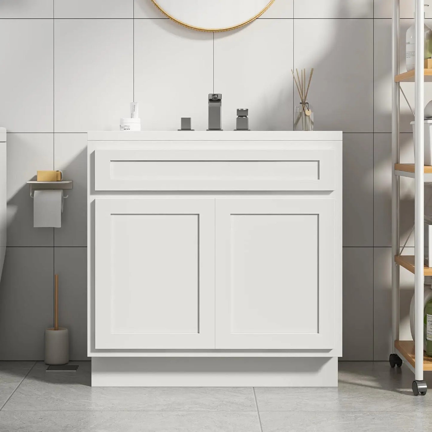 HUANZHUANG Bathroom Vanity Base Cabinet With Double Doors