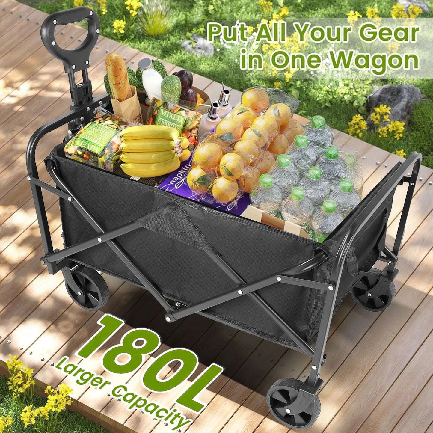Heavy Duty Foldable Wagon Cart For Groceries And Beach