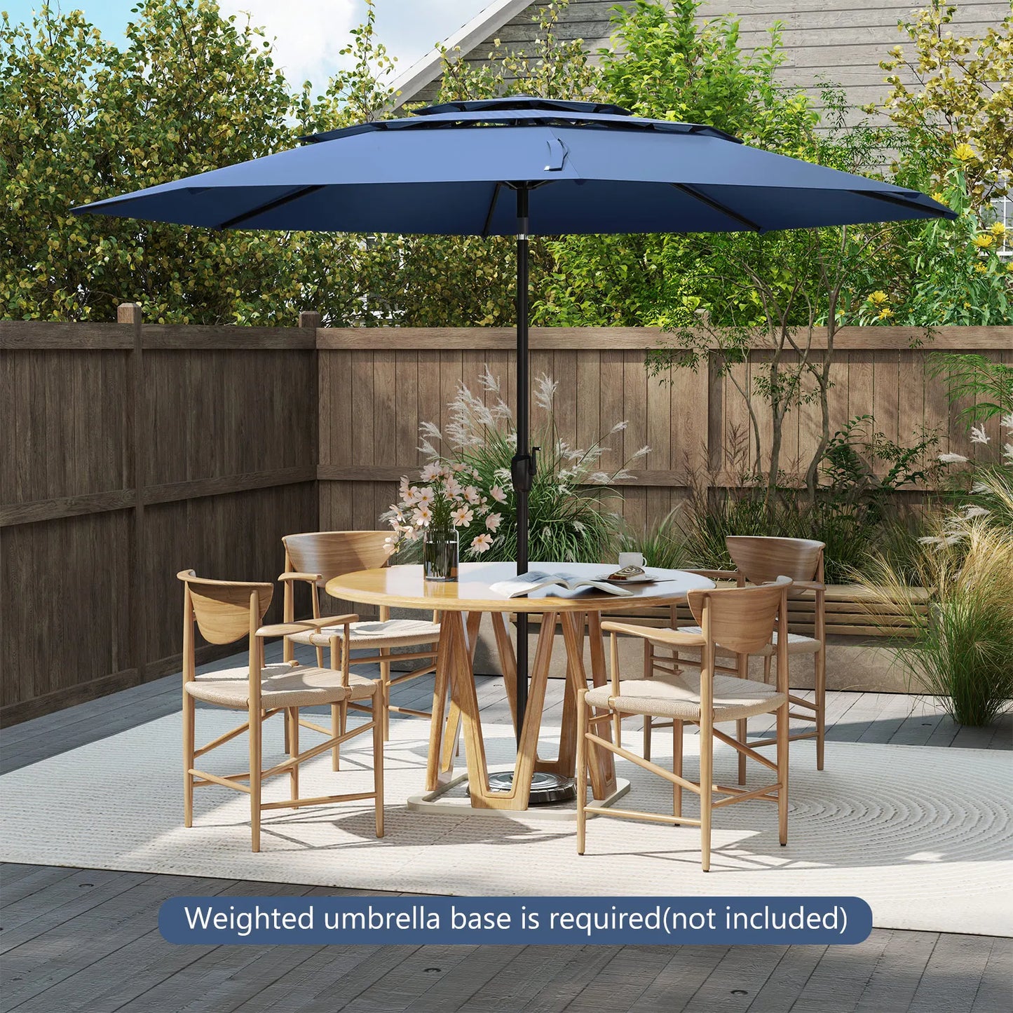 10 ft 3-tier Vented Patio Umbrella Large Market Table Umbrella Outdoor Sun Shade