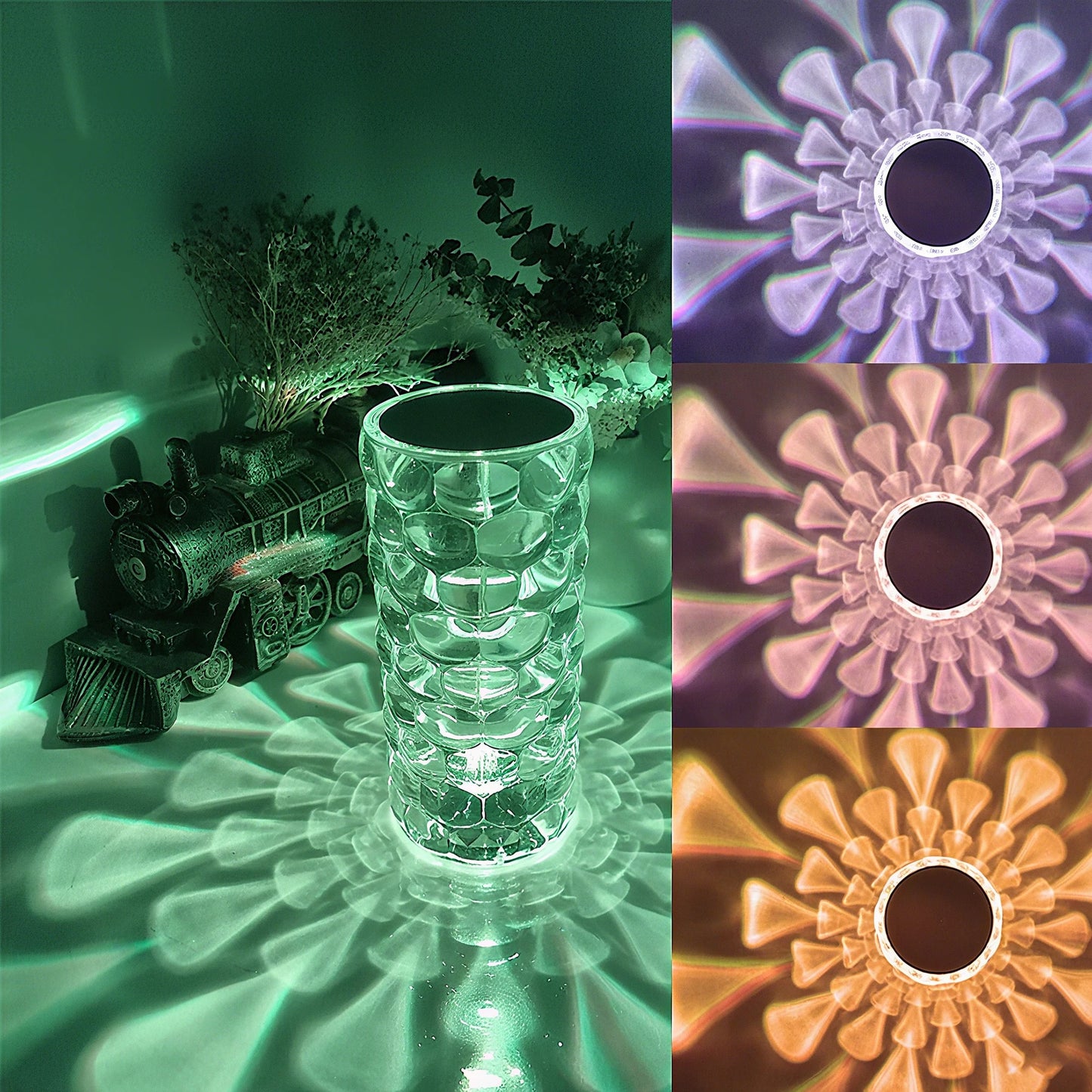 Table Lamp For Bedroom - Bedside Lamps For Night Stands, , Crystal Table Lamp With 16-Color Changing RGB Diamond Table Lamp