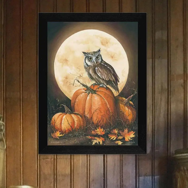 Ready to Hang Framed Wall Art Poster - 'In the Pumpkin Patch' by John Rossini, Black Frame, Beautiful Fall Decor