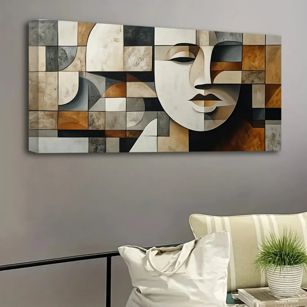Hand Painted Oil Paintings In Abstract Shapes Pine Frame