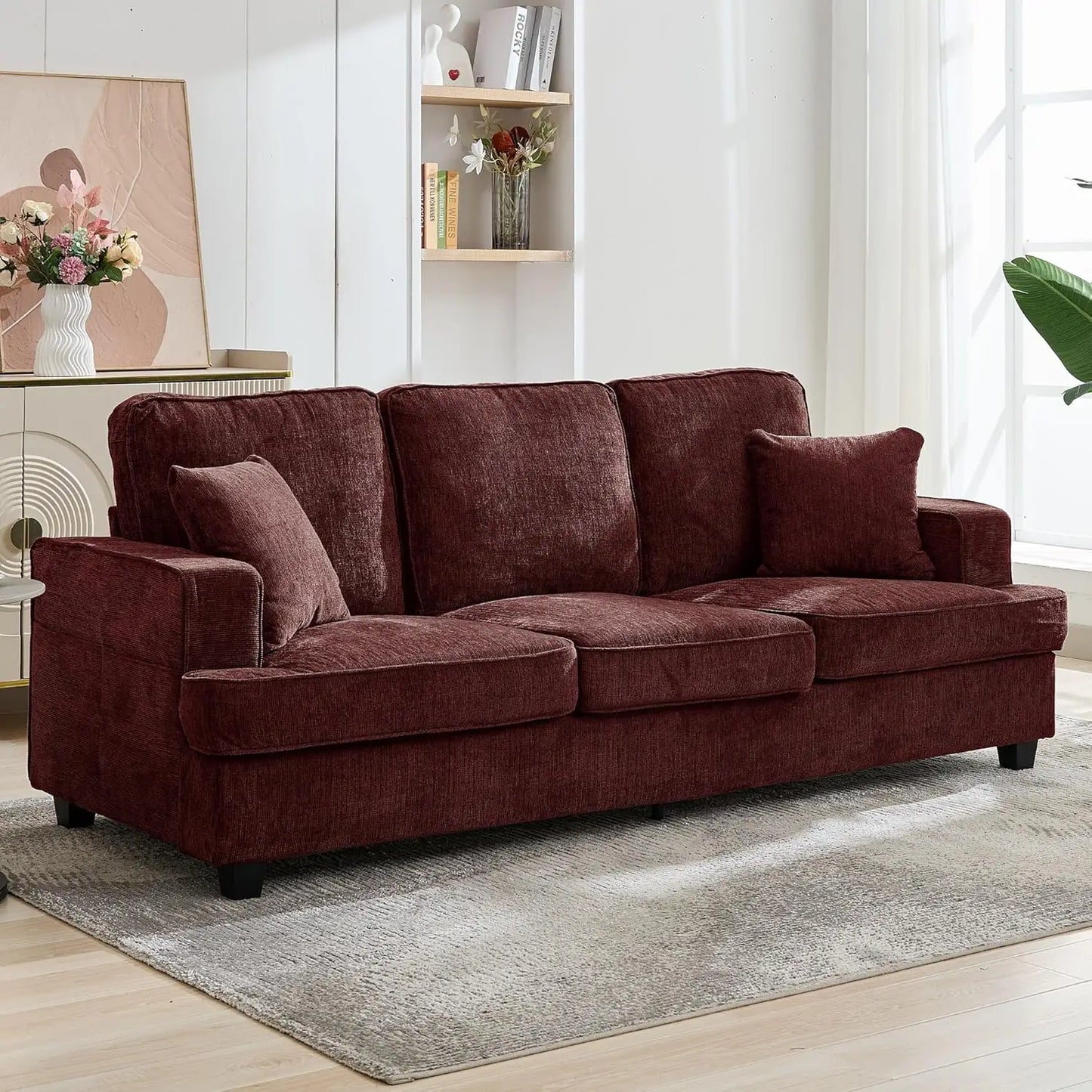 Couches for Living Room, 89 inch Cloud Couch Sofa in Chenile with Extra Comfy Soft Deep Seats, Modern 3 Seater Sofas for Living