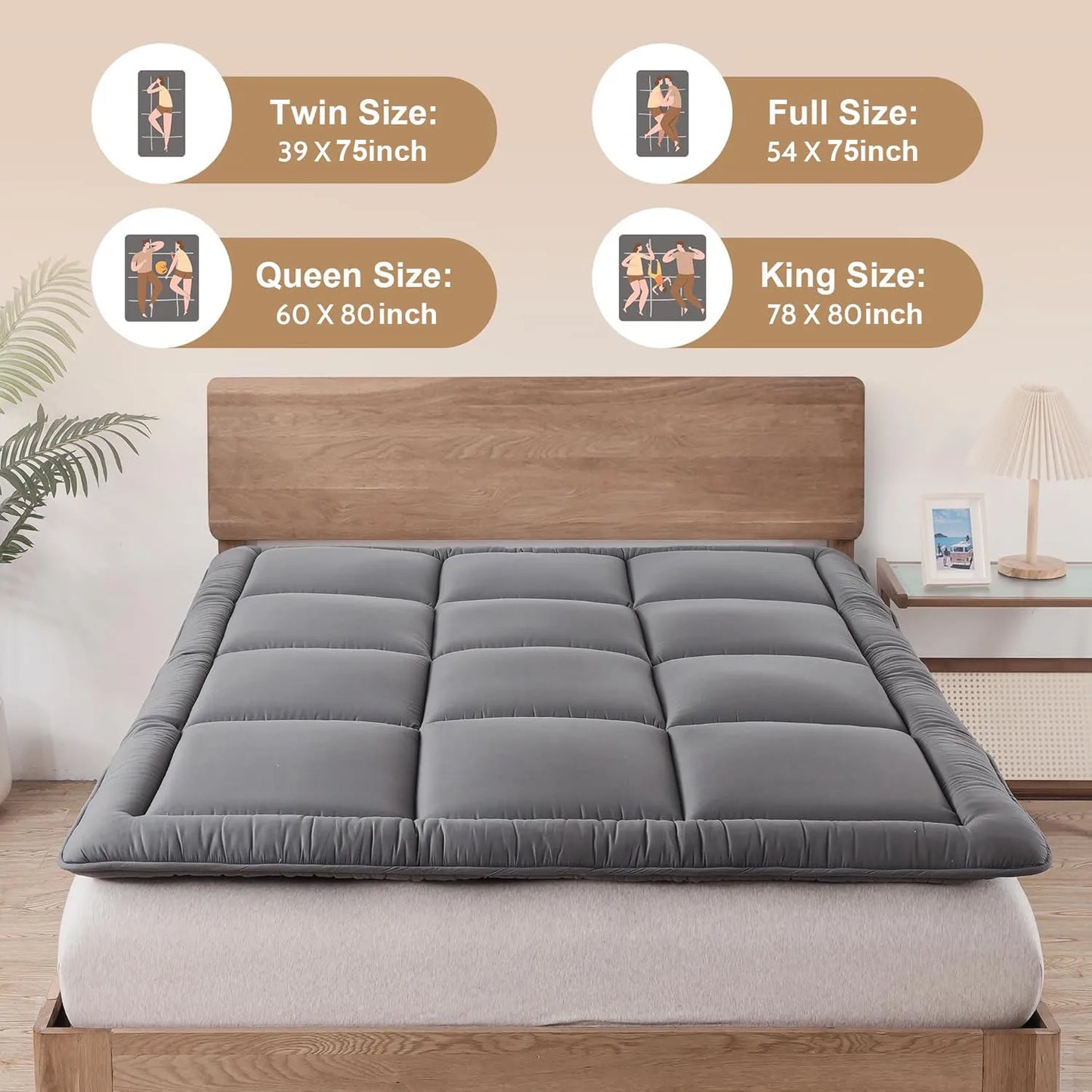 3" Thicken Japanese Floor Mattress Futon Mattress, Tatami Mat Sleeping Pad Foldable Roll Up Mat Dormitory Pad Kids Floor Lounger