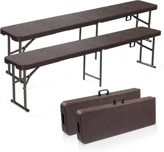 VINGLI 6 feet Plastic Folding Bench,Portable in/Outdoor Picnic Party Camping Dining Seat, Garden Soccer Multipurpose Entertainin