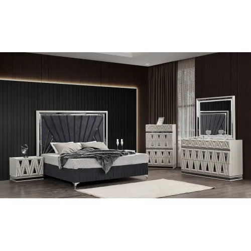 Modern Contemporary 5 Pc King Upholstered Bedroom Set