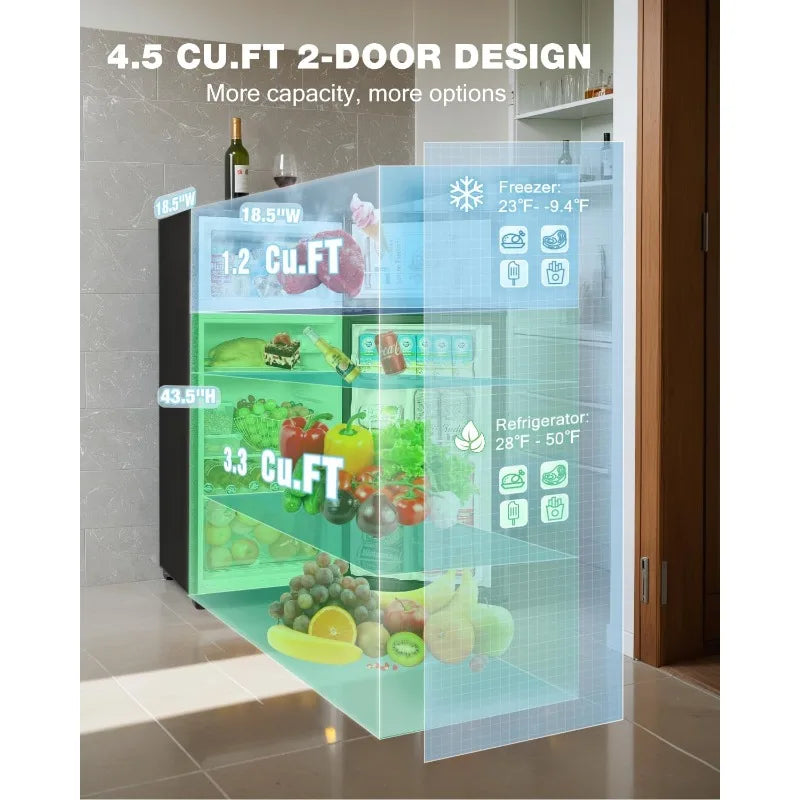 Double Door Refrigerator With Freezer And Thermostat