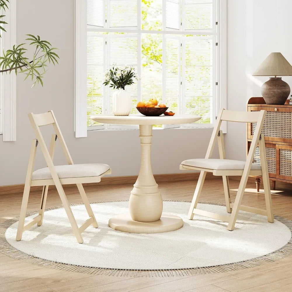 Set of 4 Folding Dining Chairs, Modern Design with Cushioned Seats and Rounded Backs, Rubberwood Frame, Space-Efficient