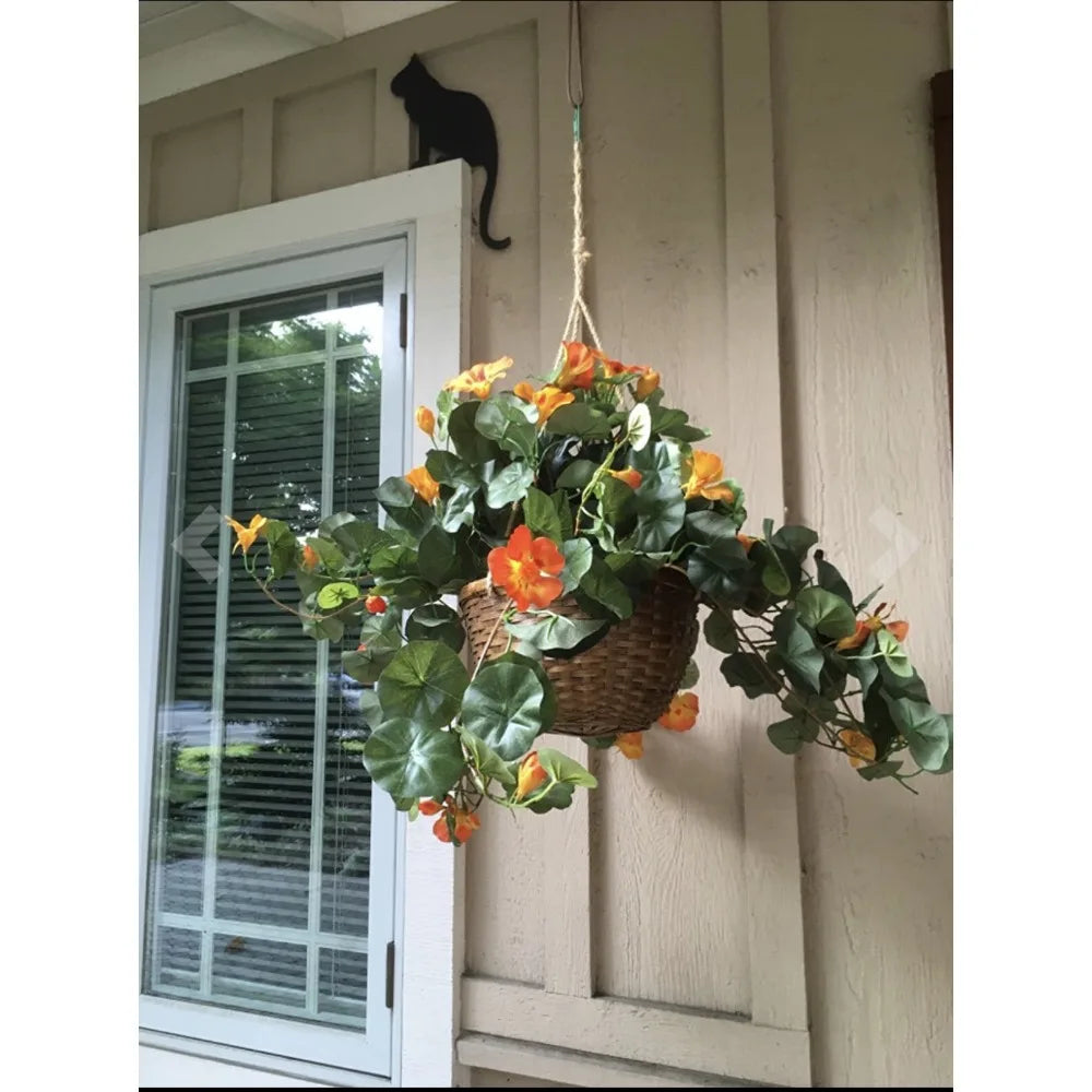 22” Nasturtium Artificial Faux Plant in Hanging Basket Home Decor.
