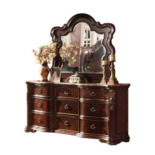 Traditional Style King 5pc Bedroom Set Dark Walnut Wood
