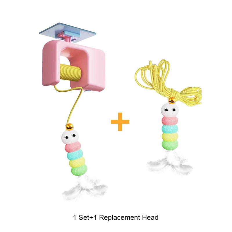 Cat Toy Swing Sticky Disc Elastic with Bell Hanging Door Teasing Cat Rope Long Rope Teasing Cat Toy Accessories Pet Kitten Toy