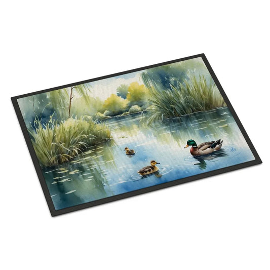 Ducks by the Pond Doormat Front Door Mat Indoor Outdoor Rugs for Entryway Non Slip Washable Low Pile 24H X 36W