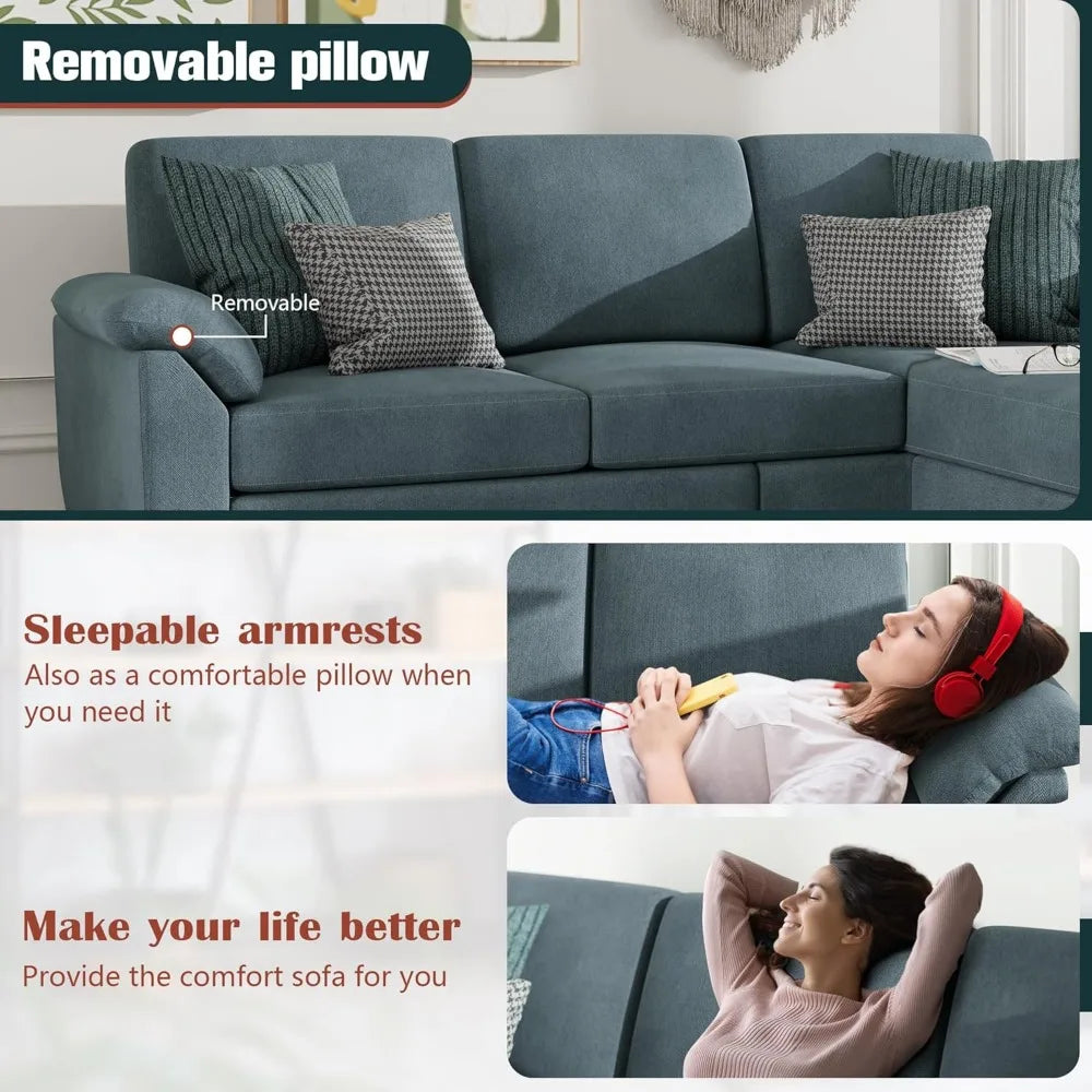 Modern Convertible Sectional Sofa Couch with Removable Pillows
