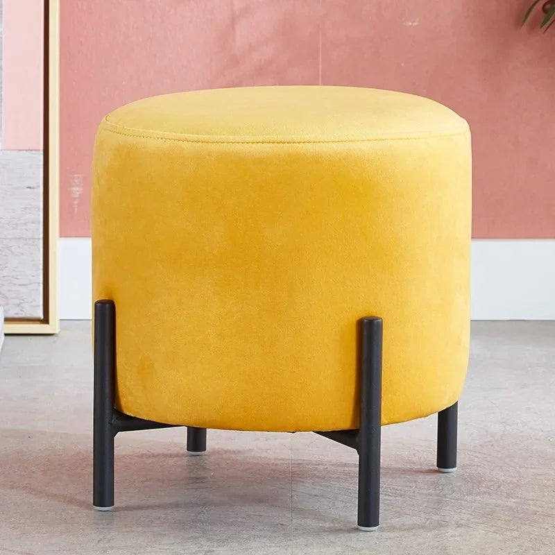 Velvet Dressing Stool With Gold Legs Tassel Ottoman Bench