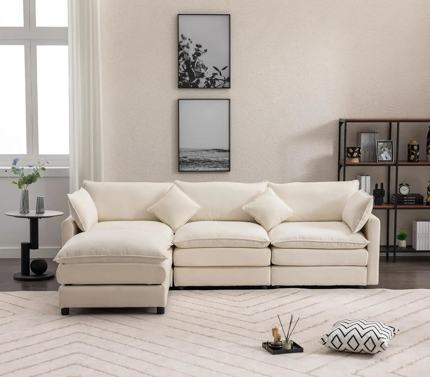 100.39" Sectional Sofas for Living Room, Modular L-Shaped Sectional Sofa with Moveable Chaise Modern Deep Seat Couches