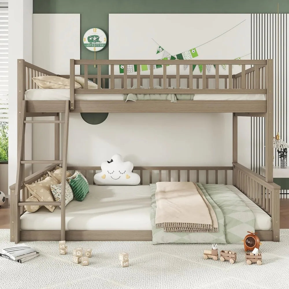 Over Queen Bunk Bed With Inclined Ladder Solid Wood