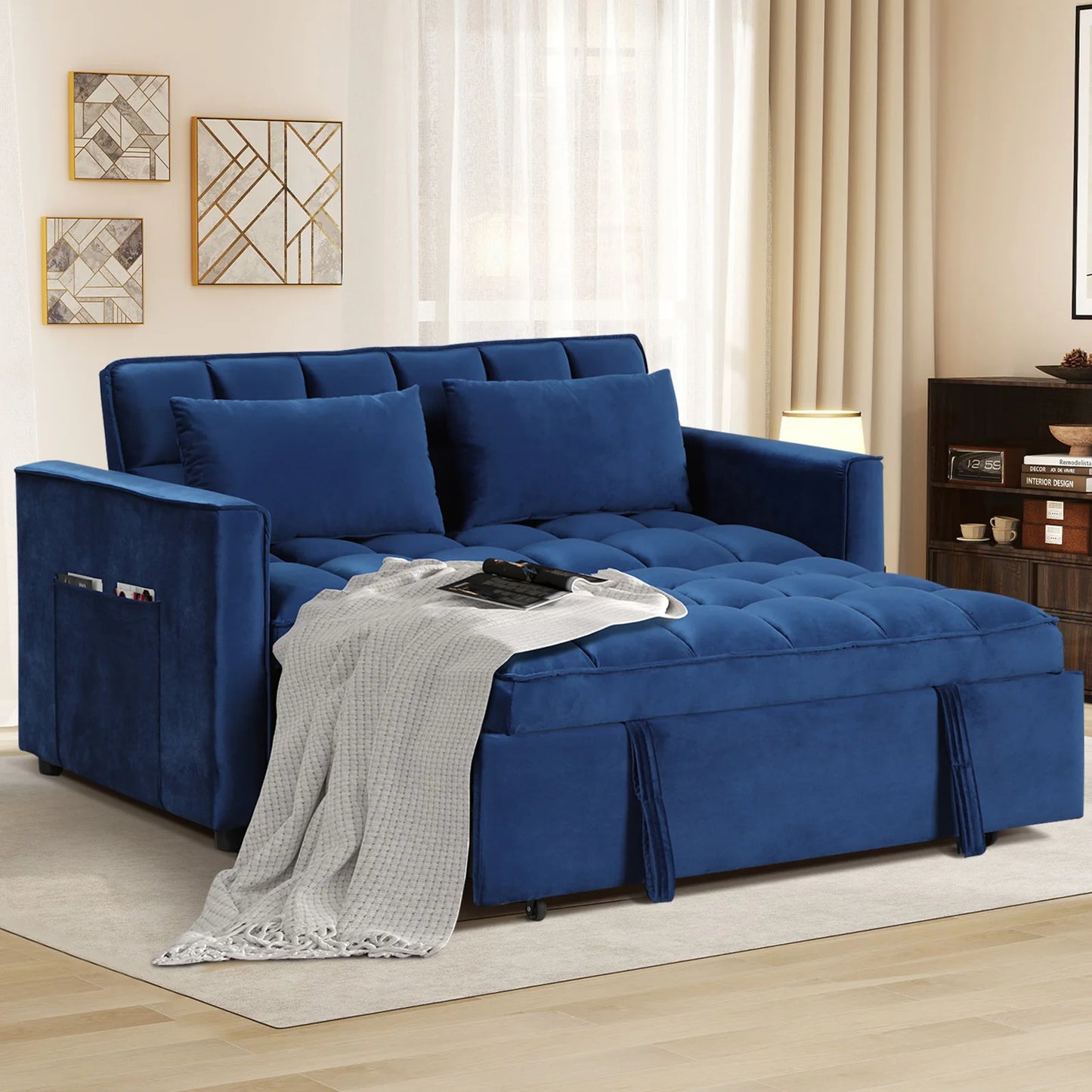 EBELLO 3-In-1 Multifunctional Modern Sofa Bed Comfortable Double Sofa With Pillows