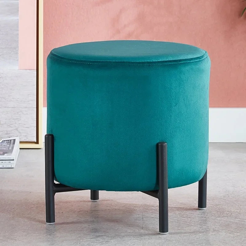 Velvet Dressing Stool With Gold Legs Tassel Ottoman Bench