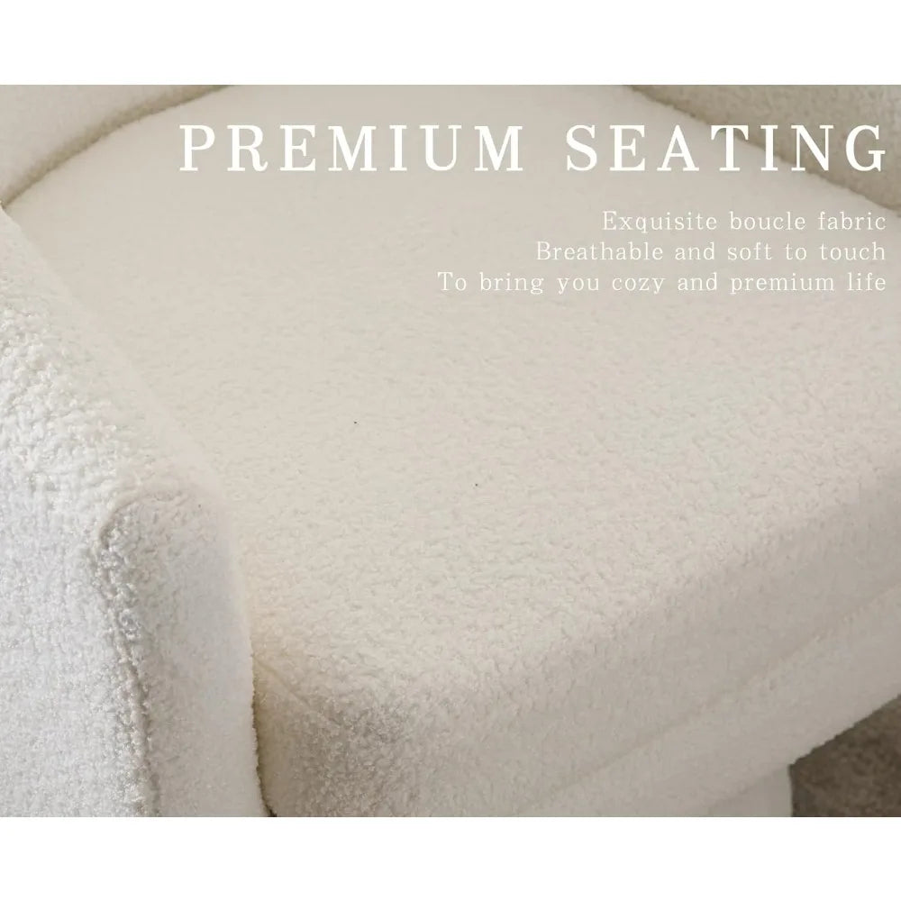 Boucle Swivel Accent Chair White Barrel Arm Chair Round Cozy Upholstered Modern Sherpa Fabric Single Sofa Chair for Living Room/