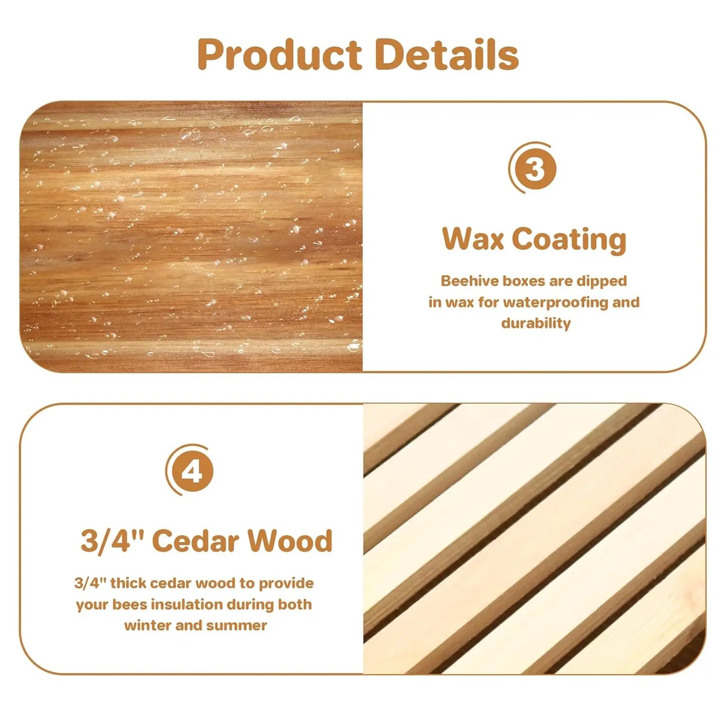 10-Frame Beehive Starter Kit Wax-Coated with 1 Deep Brood Box & 1 Medium Super Bee Box for Beekeeper Beekeeping Supplies