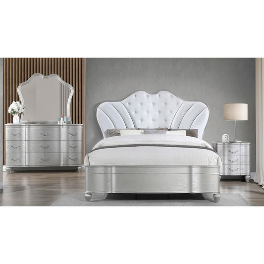 Traditional Queen Bedroom Set With Upholstered Tufted Bed