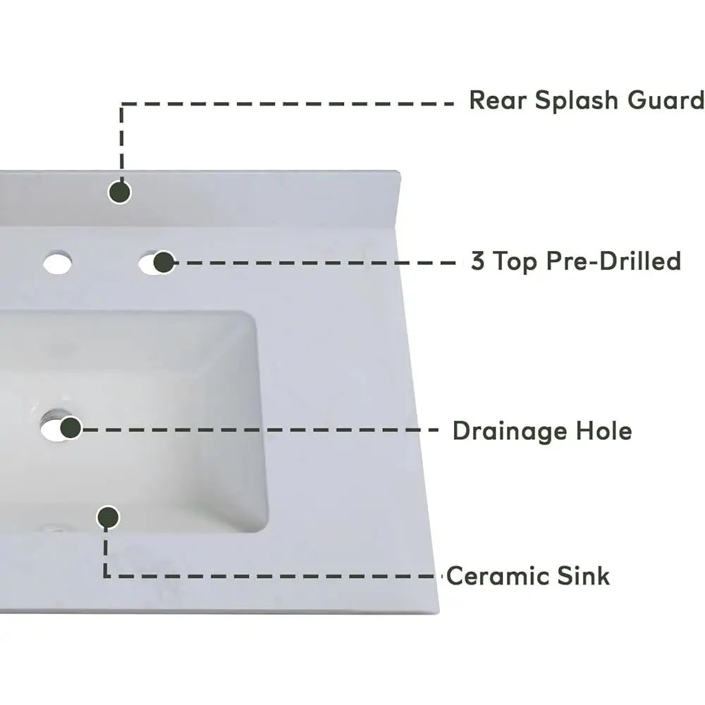 XMSJ Modern Bathroom Vanity With Engineered Marble Sink