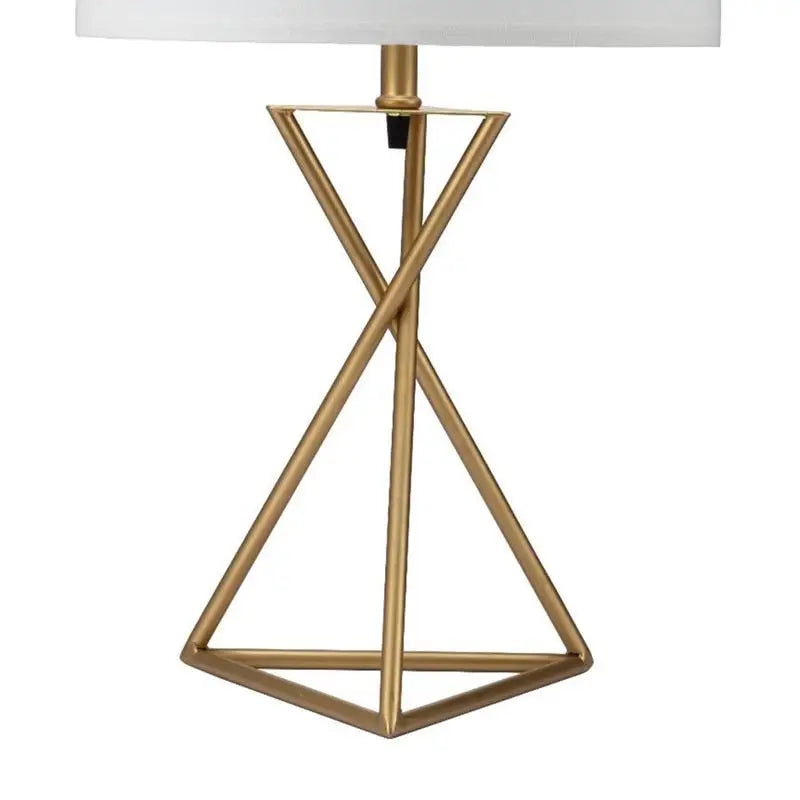 26.25" Tall Mid-Century Metal Table Lamp, Hourglass Design in Matte Gold Finish
