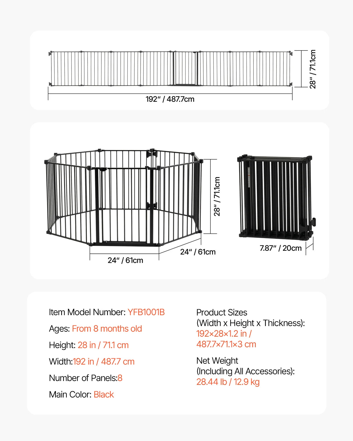 SucceBuy Baby Gate Walk Through Pressure Mount For Doorways