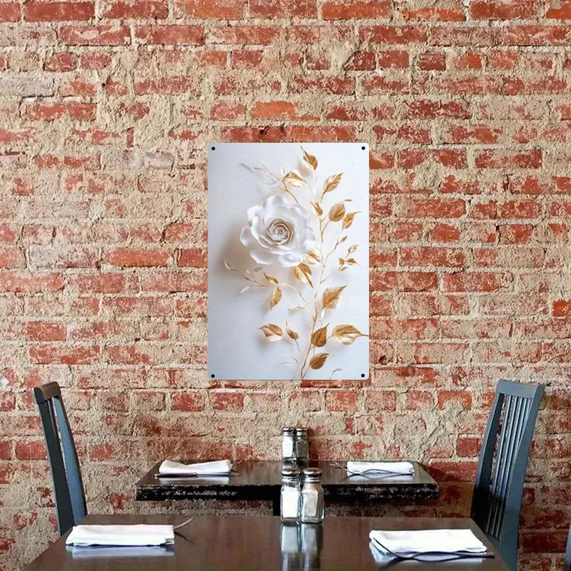 Elegant Golden Leaf Floral Canvas Art Nordic Style 8x12