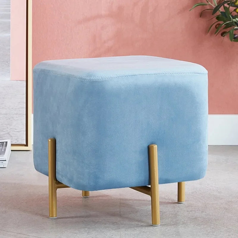Velvet Dressing Stool With Gold Legs Tassel Ottoman Bench