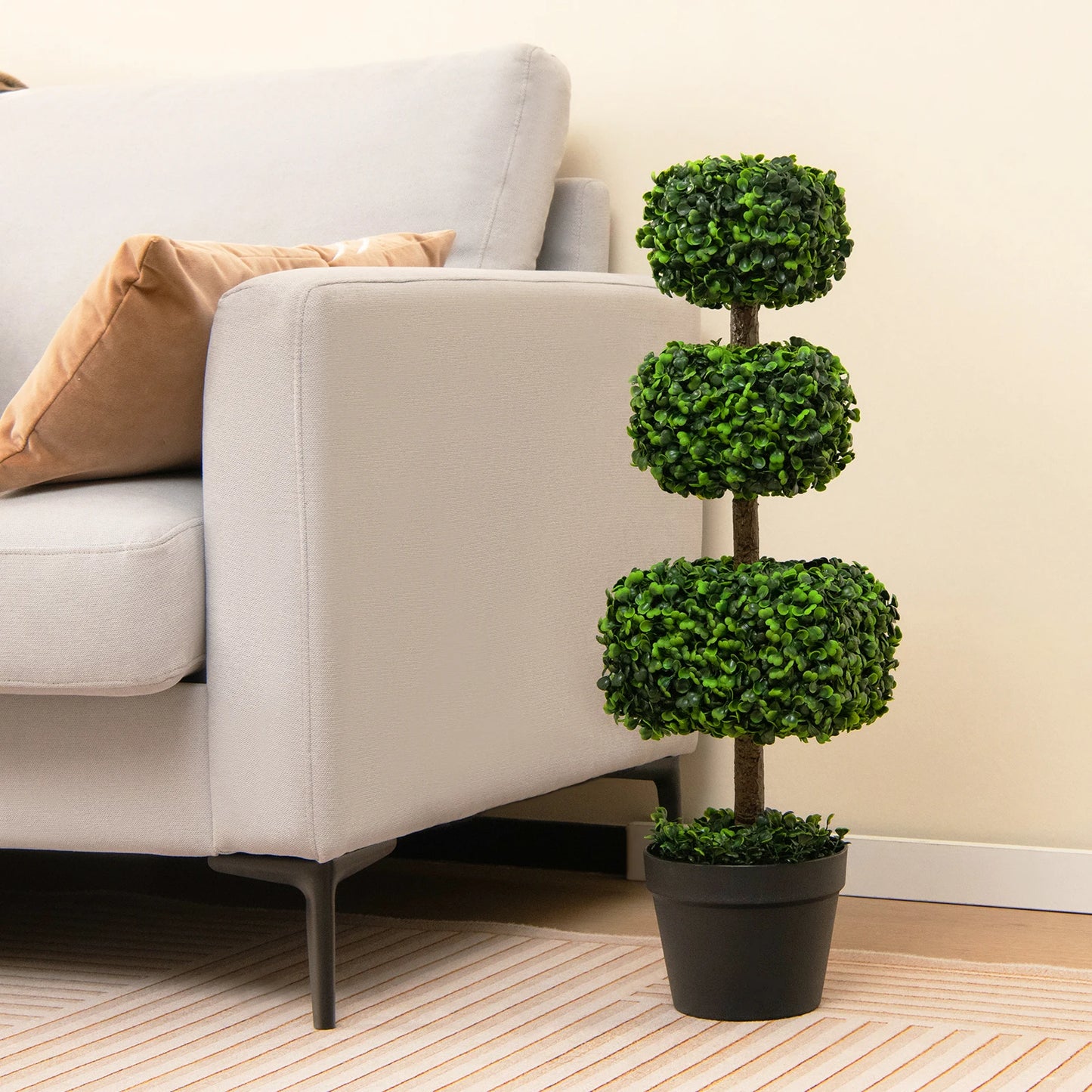 35" Artificial Boxwood Topiary Tree Faux Greenery Plant Fake Tree for Decoration