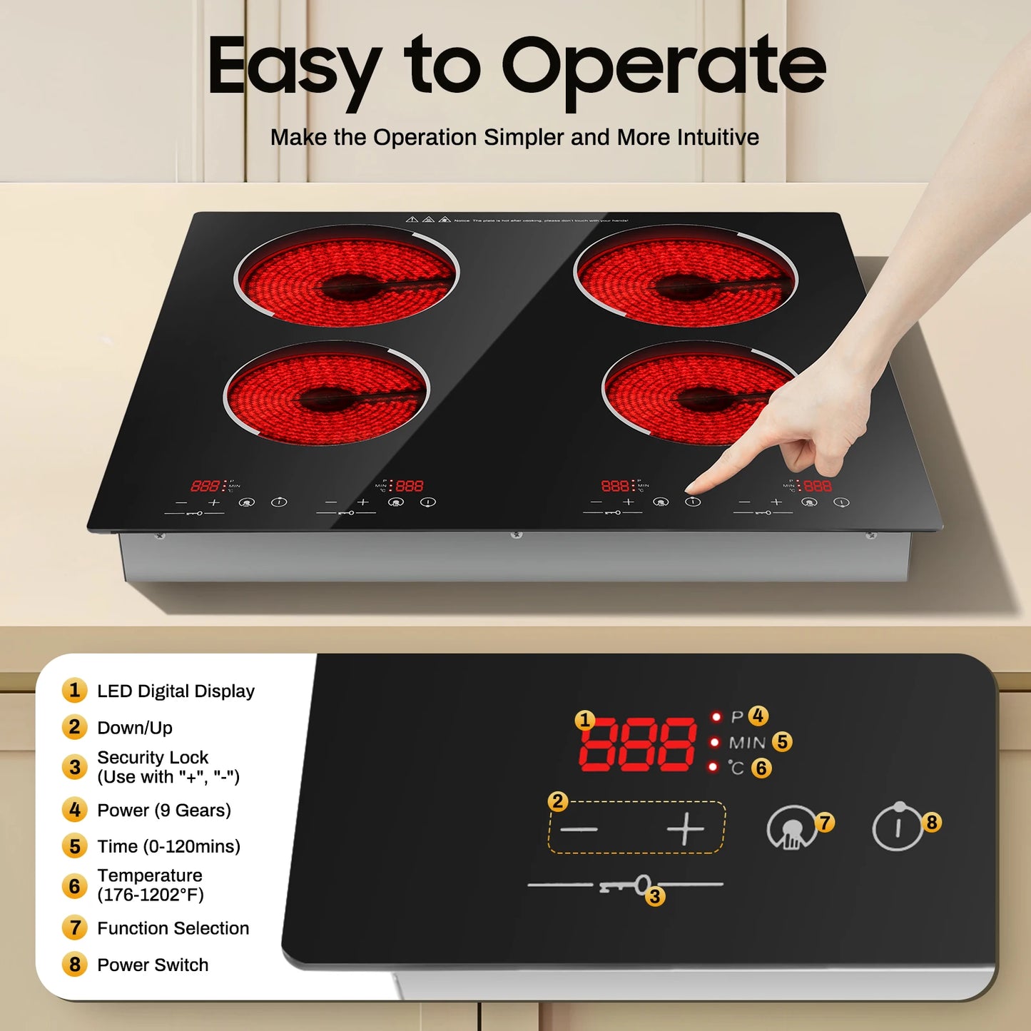 Built In Electric Cooktop With Sensor Touch Control