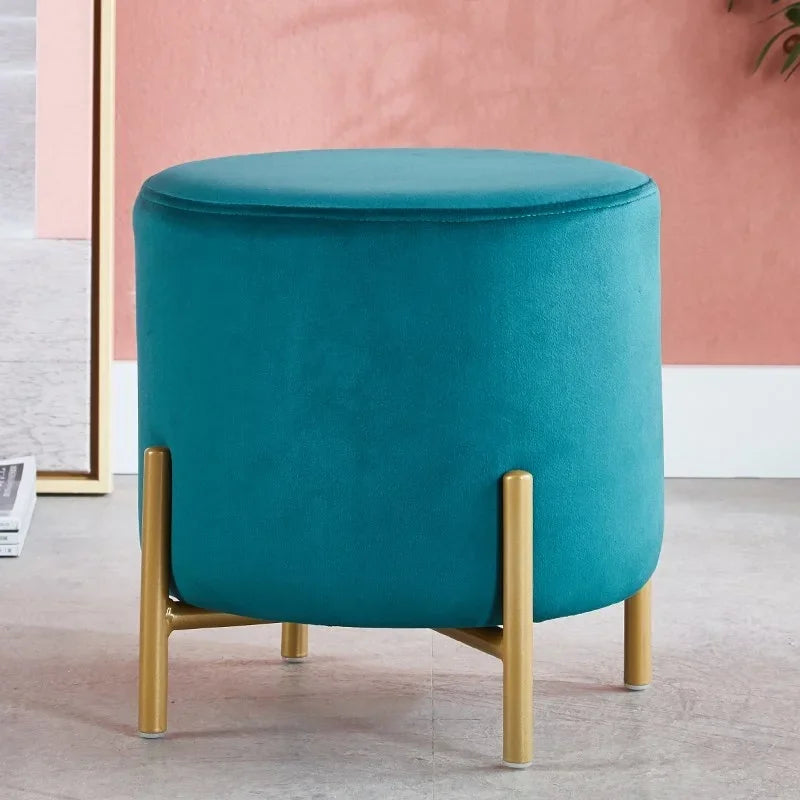 Velvet Dressing Stool With Gold Legs Tassel Ottoman Bench