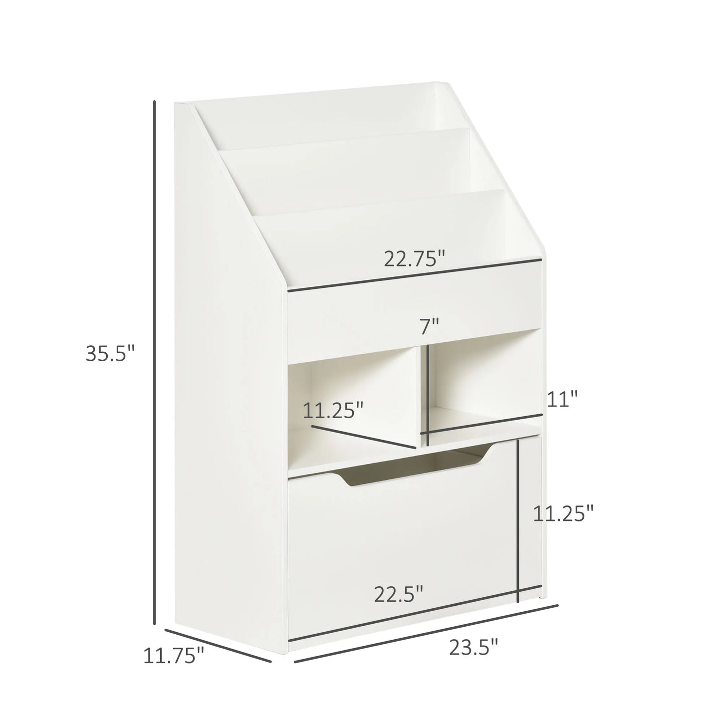 Kids Storage Bookcase Stand w/ Display Shelves & Drawer for Toys & Books, White