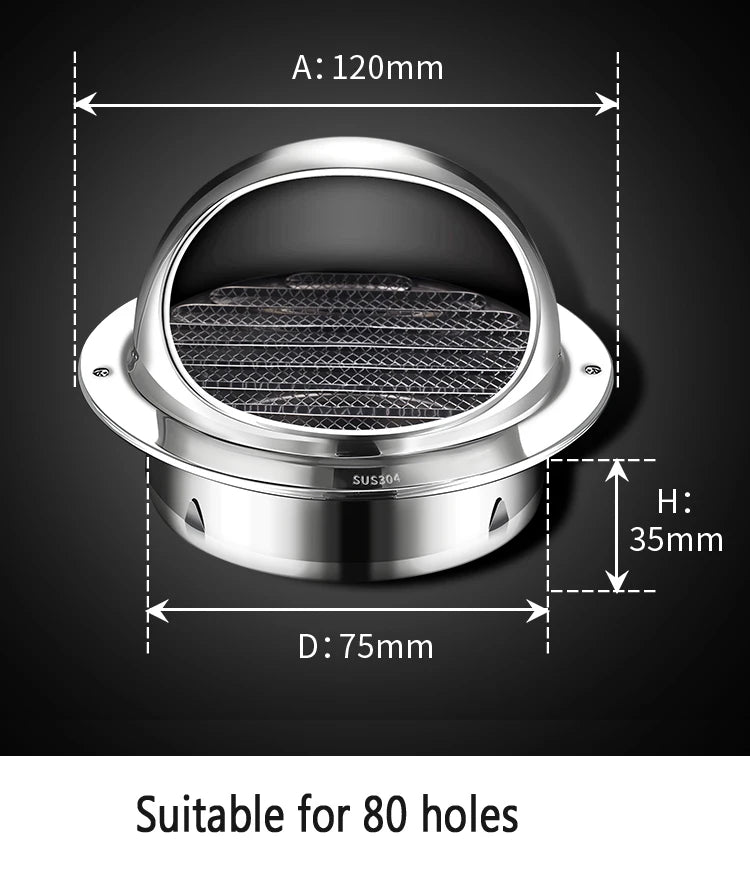 Stainless Steel Wall Ceiling Air Vent Ducting Ventilation Exhaust Grille Cover Outlet Heating Cooling Waterproof Vents Cap