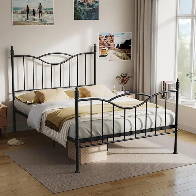 Full Size Bed Frame with Headboard,14 Inch Tall Metal Platform Bed Frame Mattress Foundation with Footboard, Under Bed Storage,