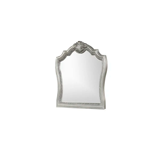 Traditional Crystal Tufted Queen Bedroom Set 4 Piece Silver