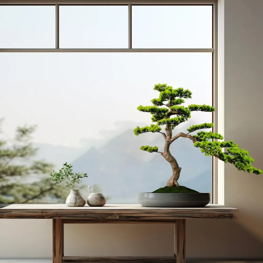 Artificial Juniper Bonsai Tree With Ceramic Pots For Home