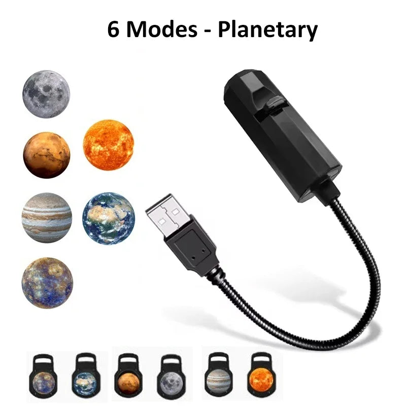 5V Projection Lights Planet Moon Lamp USB Night Light Halloween Christmas Ambiance Skull Ghost Switchable Pattern Projection